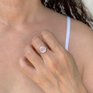 Rose Quartz Sterling Silver Ring US 6